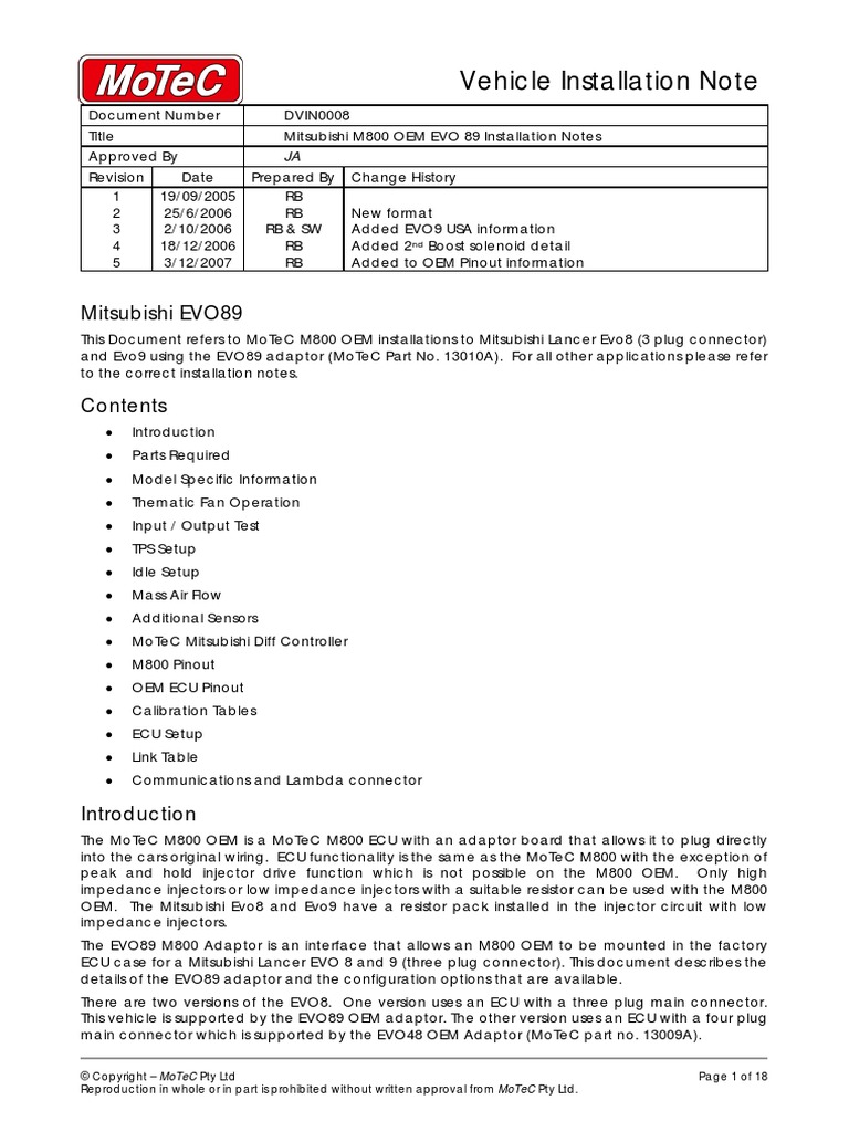 Dvin0008 mitsubishi m800 oem evo89 installation notes pdf