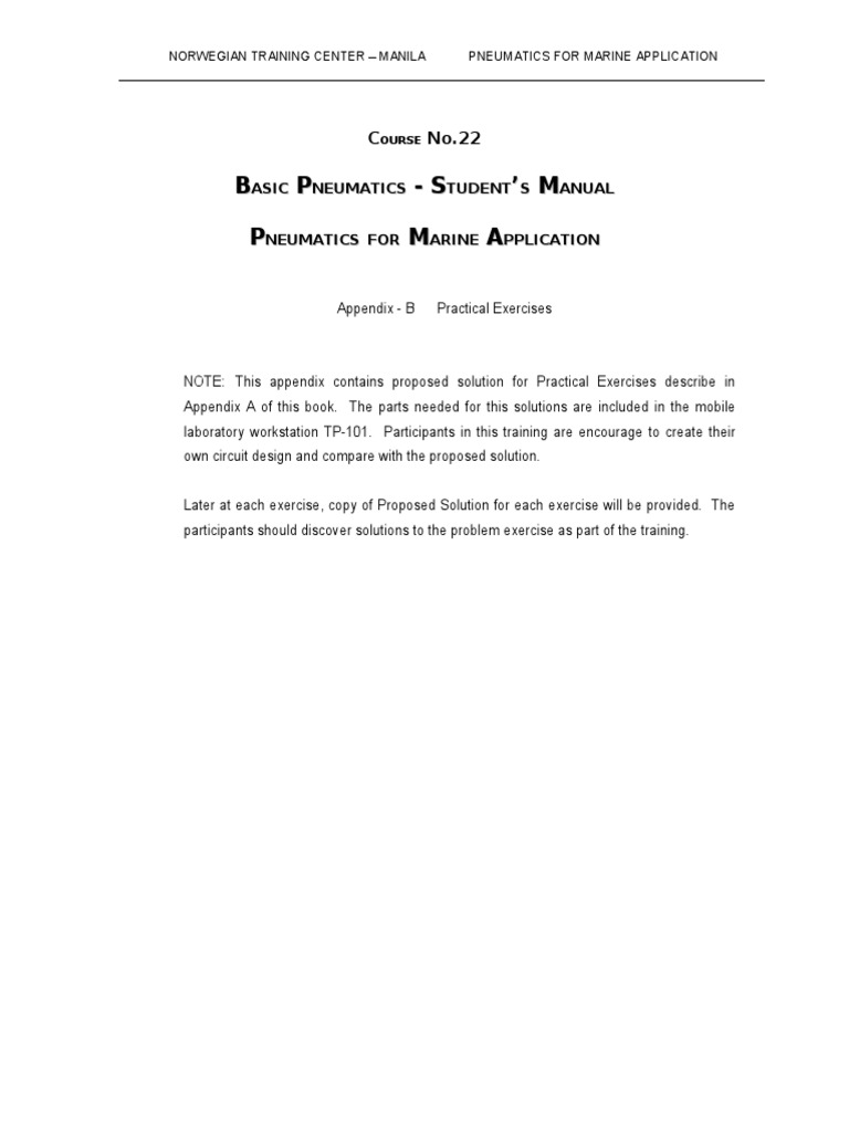 Basic Pneumatics Exercises Manual | PDF | Actuator | Valve