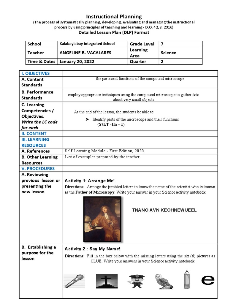 Grade 7 Science Lesson Plan: Microscope | PDF | Lenses | Glass ...