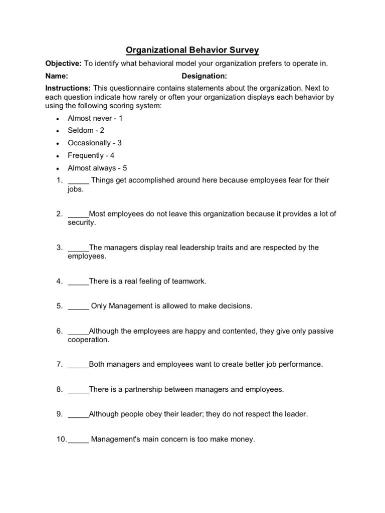 OB Questionair | PDF