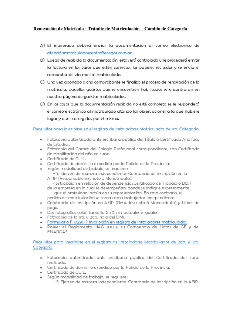 Requisitos para Matricularse | PDF