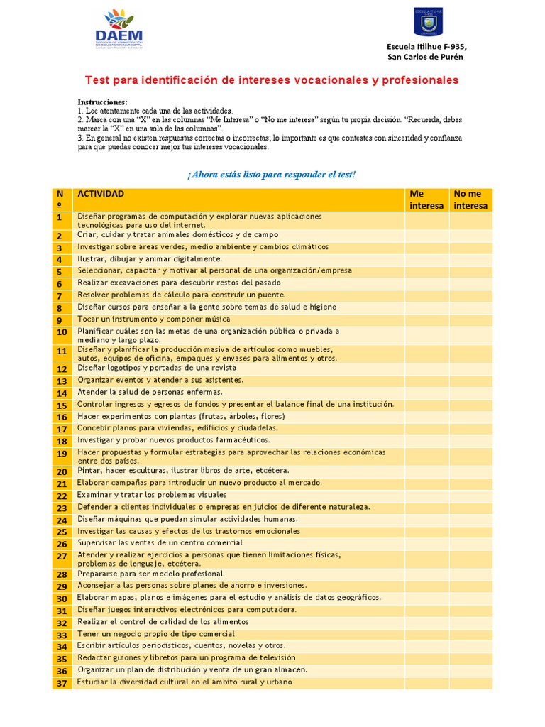 Test Vocacional | PDF | Ingeniería | Diseño