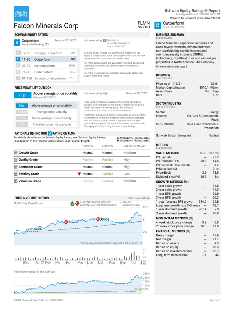 Schwab Equity Ratings Report PDF Stocks Investing