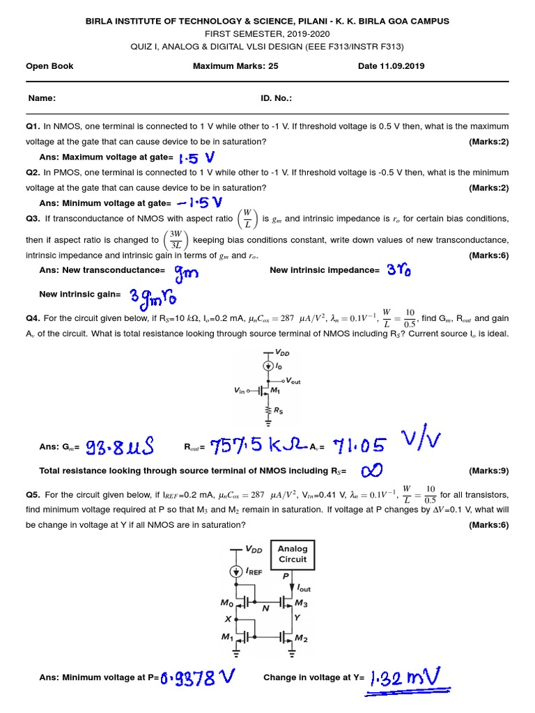 Eee - Instr F313 - S3 | PDF | Mosfet | Electronic Engineering