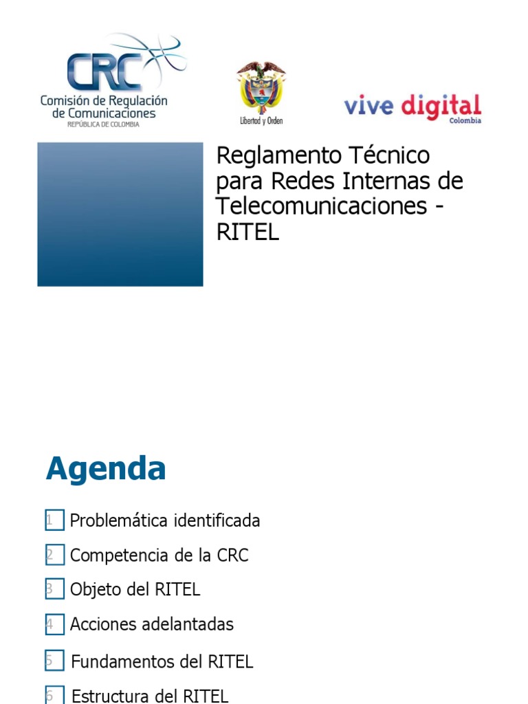 Reglamento Técnico para Redes Internas de Telecomunicaciones - RITEL ...
