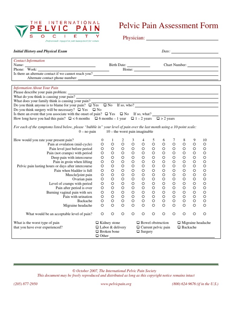 FRM Pain Questionnaire Pain Menstruation