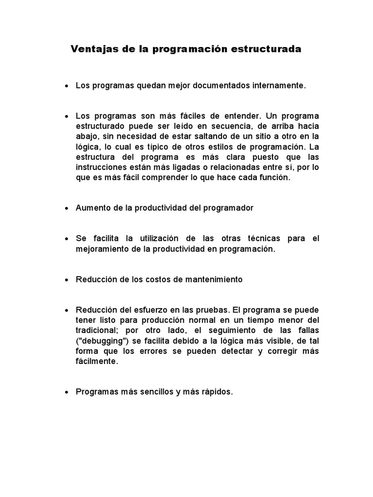 Ventajas de la Programación Estructurada | PDF | Negocios | Informática