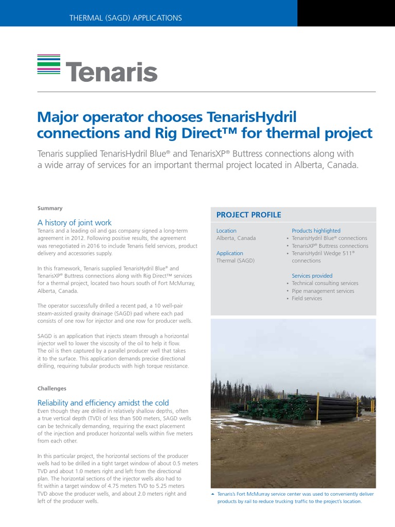 1 Major Operator Chooses Tenarishydril Connections and Rig Direct For