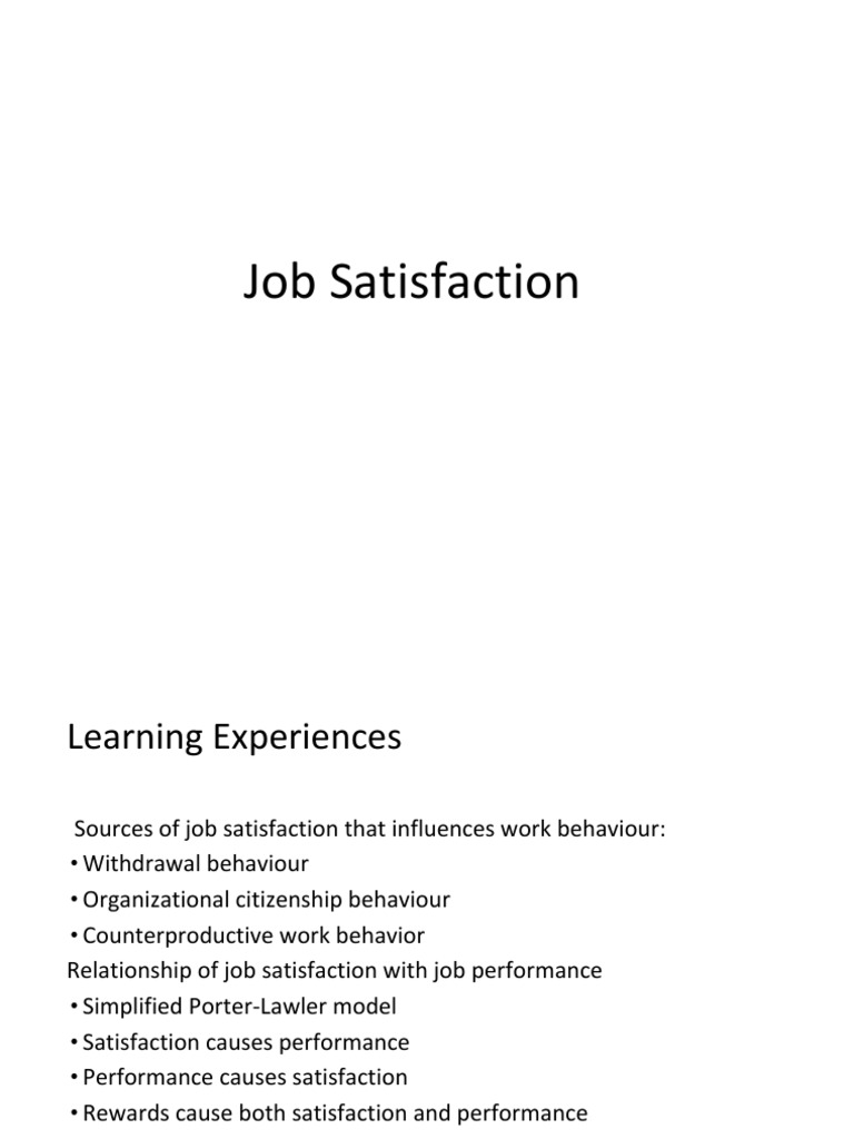 Job Satisfaction PDF Job Satisfaction Motivational