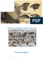 Evolución de poblaciones biológicas, variación y especiación