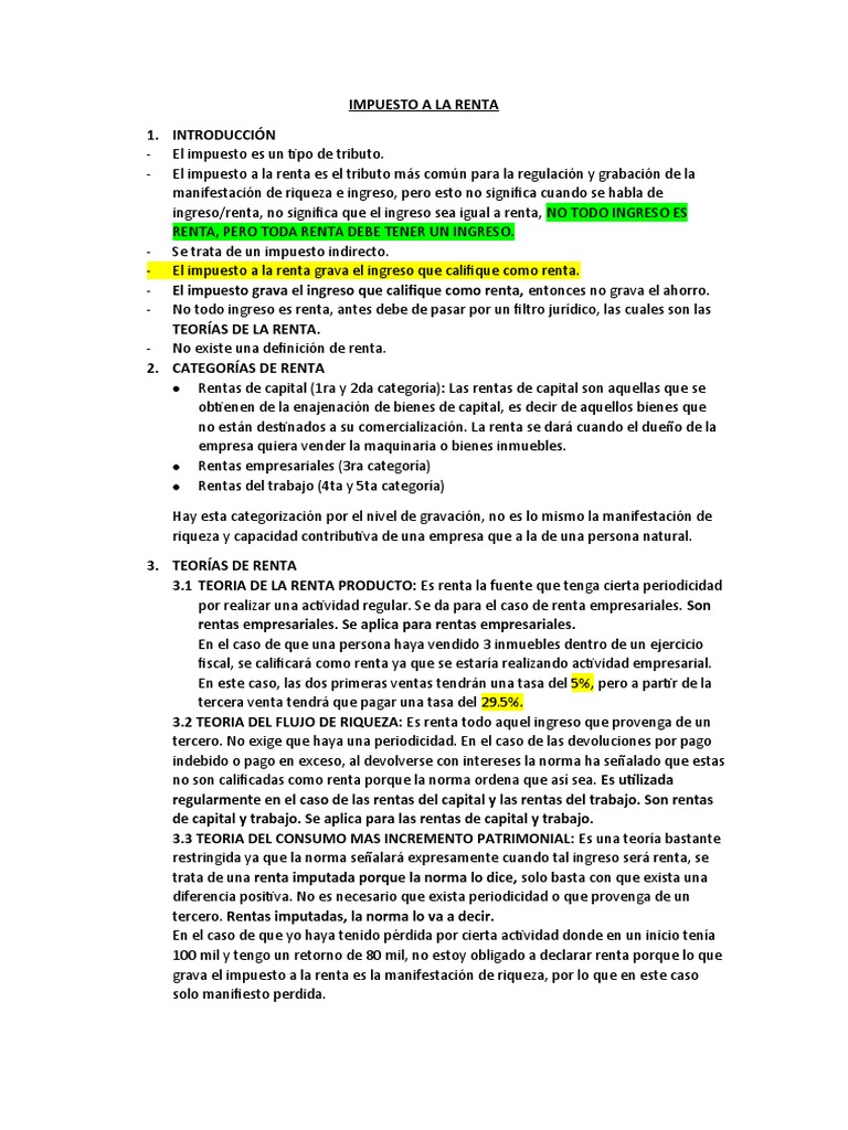 Impuesto A La Renta Pdf Impuesto Sobre La Renta Impuestos