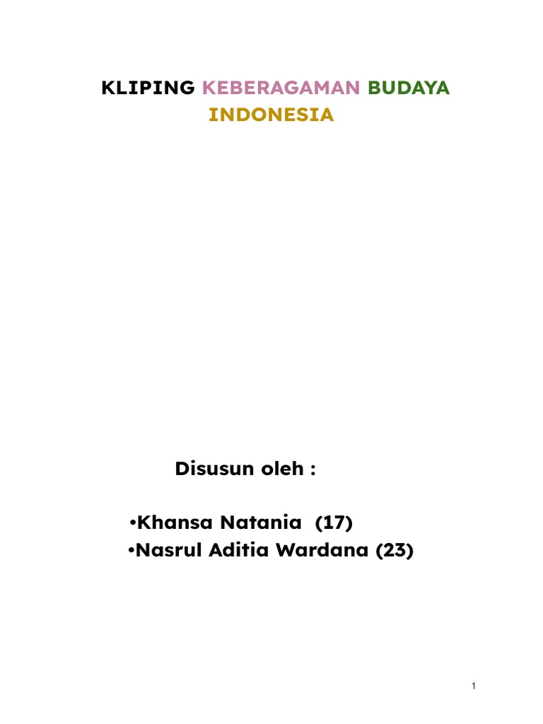 Kliping Keberagaman Budaya Indonesia | PDF