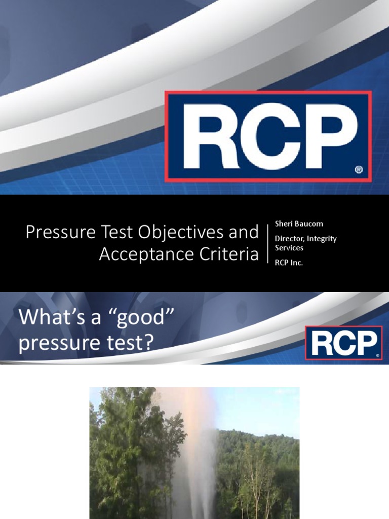 Pressure Test Objectives and Acceptance Criteria Final PDF