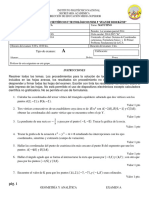 Examen parcial de Geometría Analítica del CECyT 9 Juan de Dios Báti