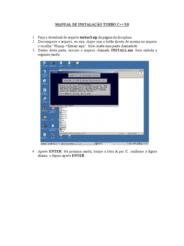 Instalação do Turbo C++ 3.0 | PDF