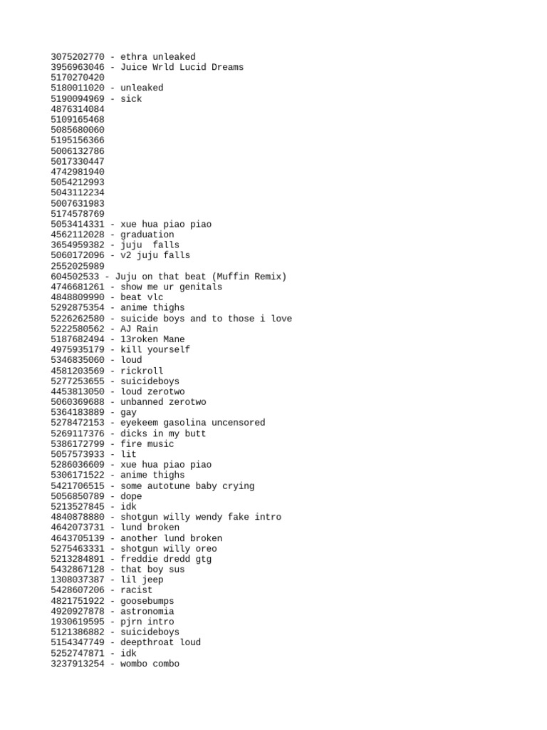 Roblox Music Codes PDF