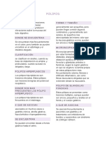 Polipos gastrointestinales: clasificación, localización y síntomas