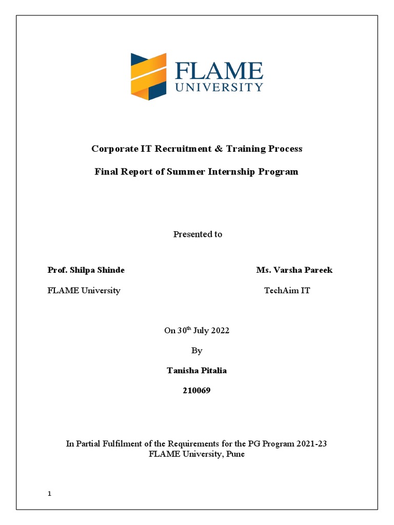 SIP Final Report - Tanisha Pitalia | PDF | Recruitment | Cloud Computing