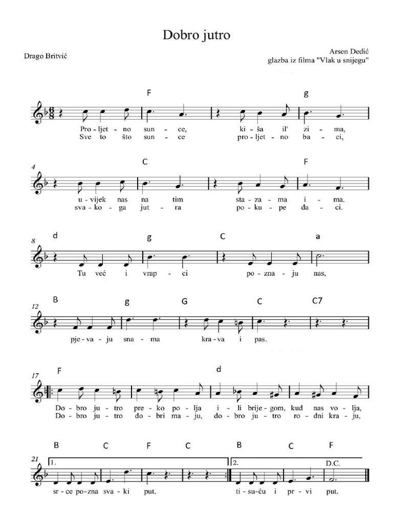 Dobro jutro - chords | PDF