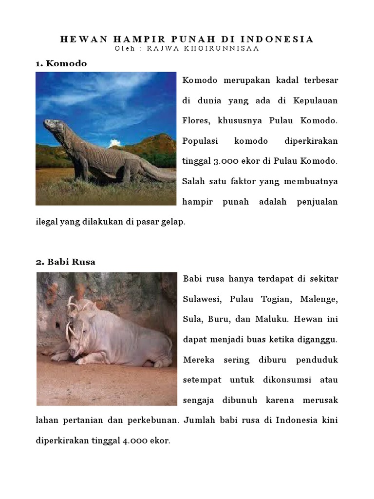 Dokumen PDF tentang daftar hewan-hewan langka di Indonesia, penuh dengan data dan statistik yang menyedihkan.