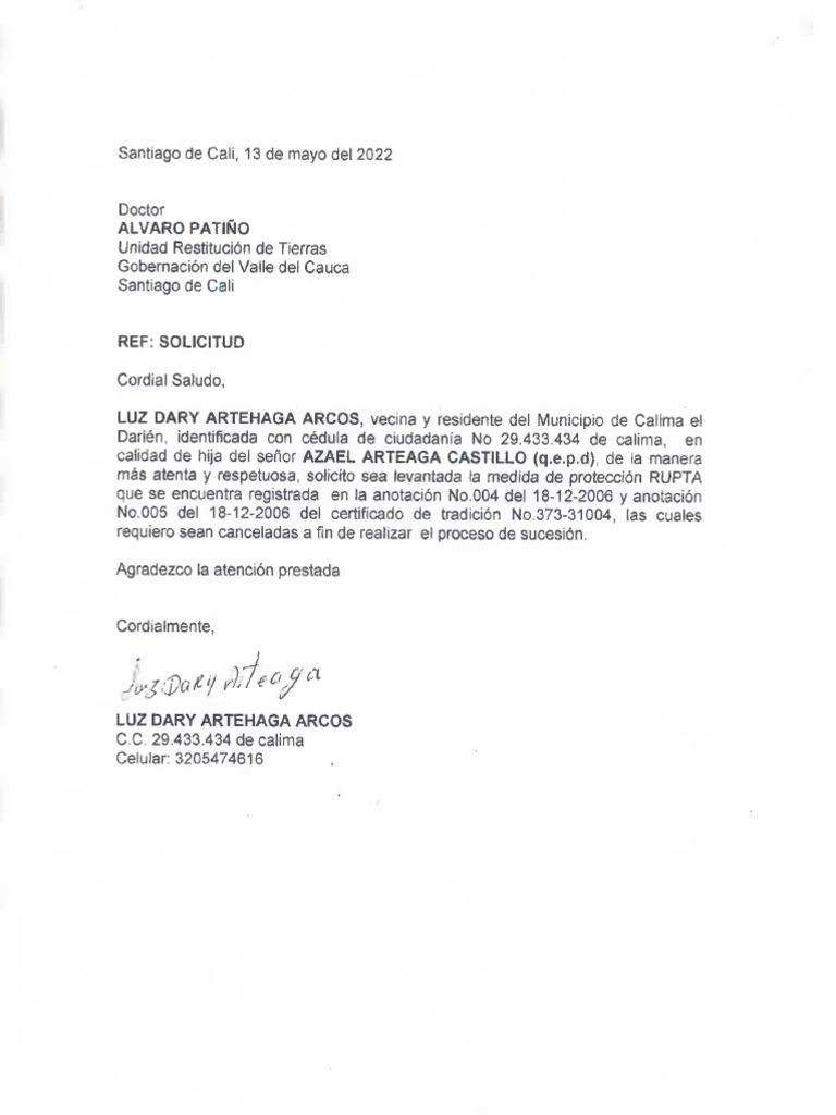 Solicitud Levantamiento | PDF