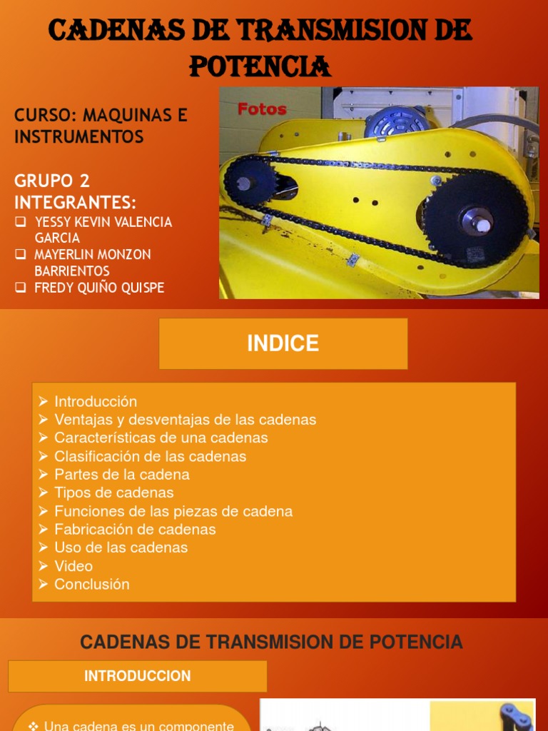 Tipos y funciones de cadenas de potencia | PDF | Acero | Máquinas