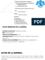 DATOS GENERALES DE LA EMPRESA Numero de RUC 20529458283 Tipo de Contribuyente E.I.R.L Nombre Comercial Productos LACAZA Fecha de Inscripción 24012012 Fecha de Inicio de Actividades 01022012 Domicilio Fiscal JR. D