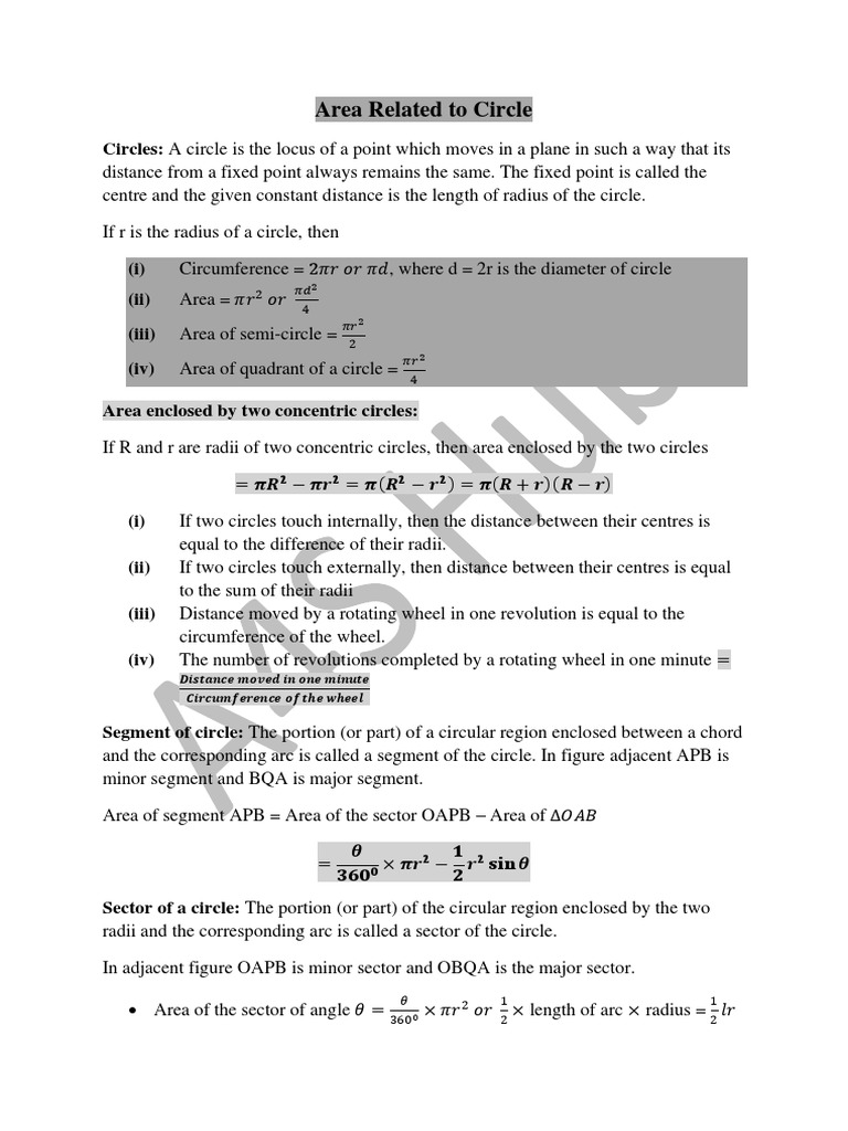Area Related To Circle Extra Questions