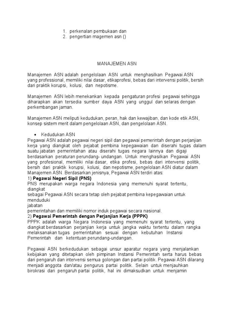 Panduan Manajemen ASN | PDF