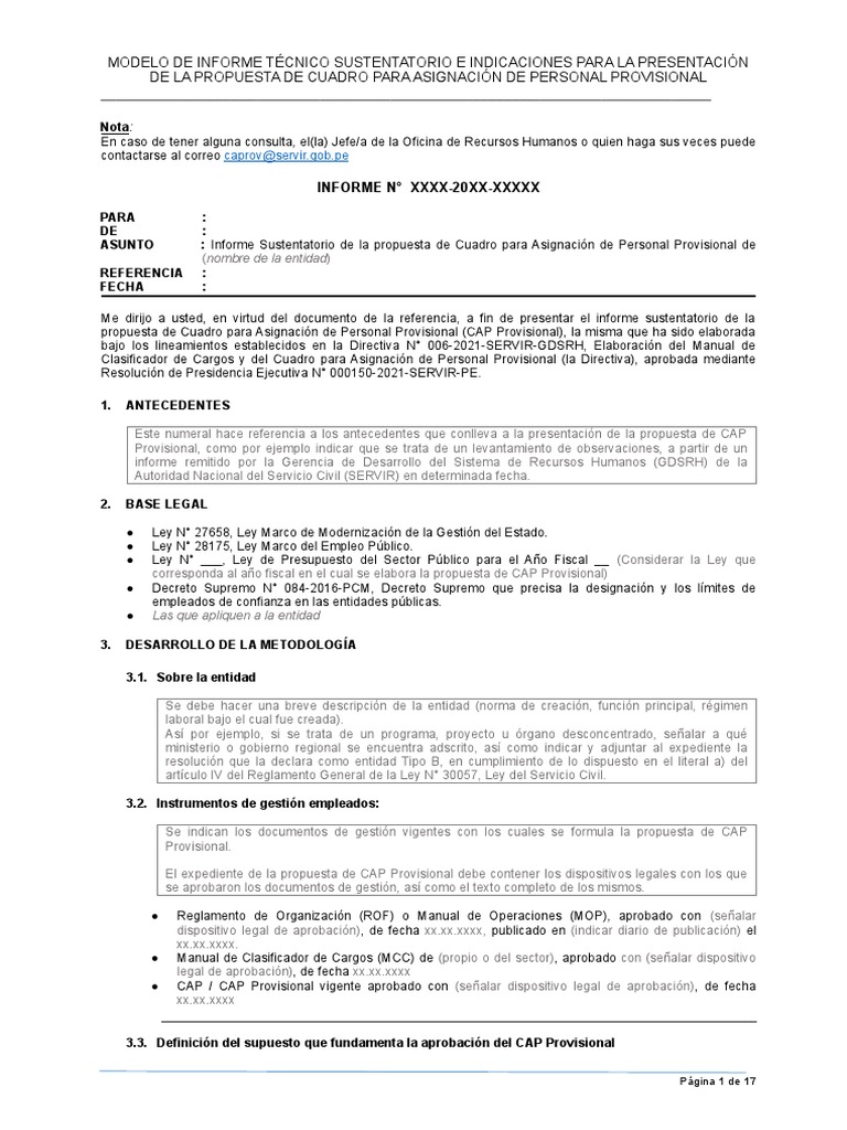 Modelo Informe CAP Provisional 2022 PDF Presupuesto Sentencia (ley)