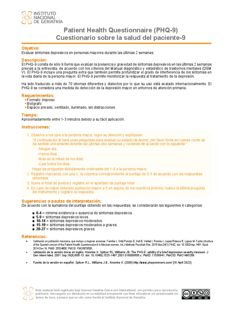 Phq 9 Pdf Français _ QUESTIONNAIRE SUR LA SANTÉ DU PATIENT – UJVQJF