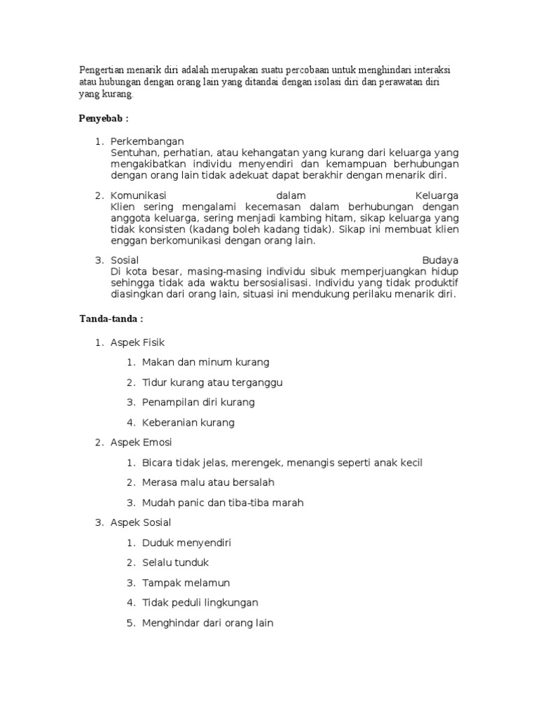 Pengertian menarik diri