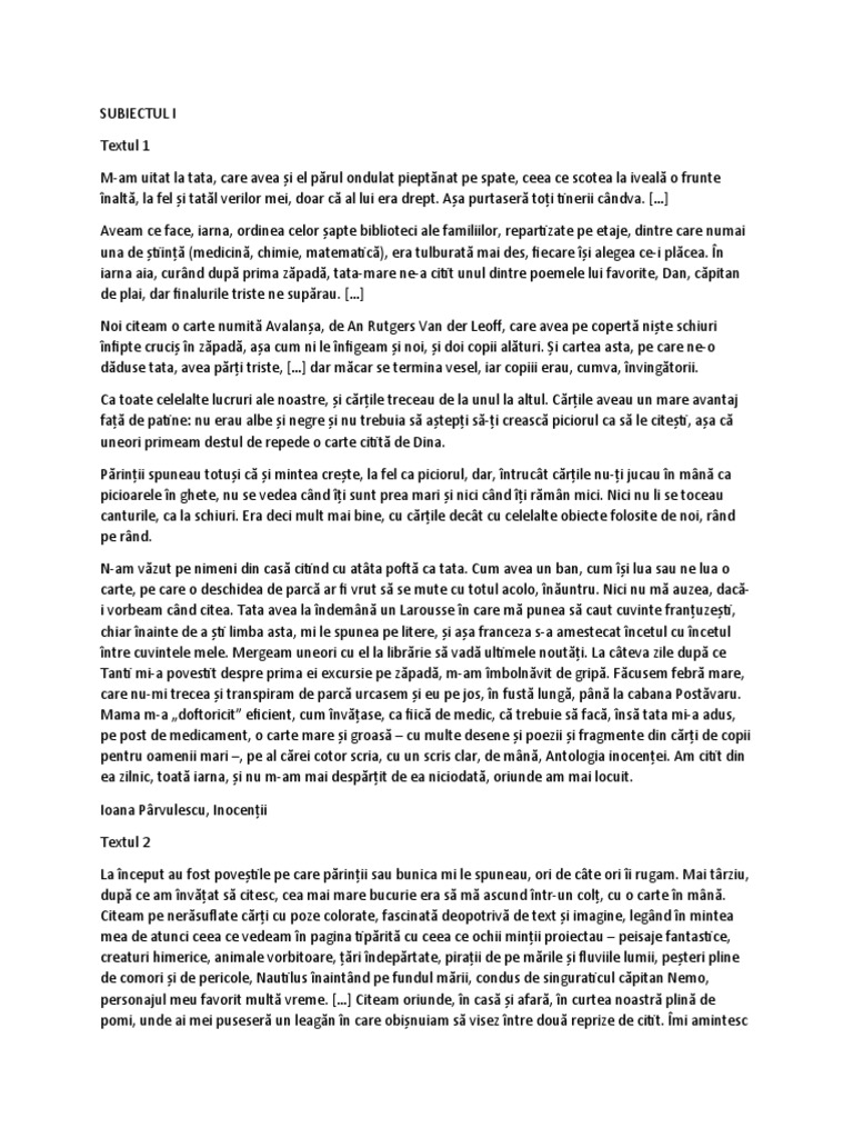 Subiectul I | PDF