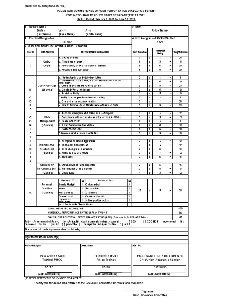 Police Trainee Performance Evaluation | PDF | Cognitive Science | Business