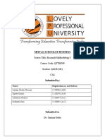 MITTAL SCHOOLOF BUSINESS Research Methodology Course Data Analysis