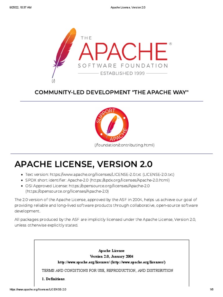 Apache License, Version 2.0 PDF License Business Law