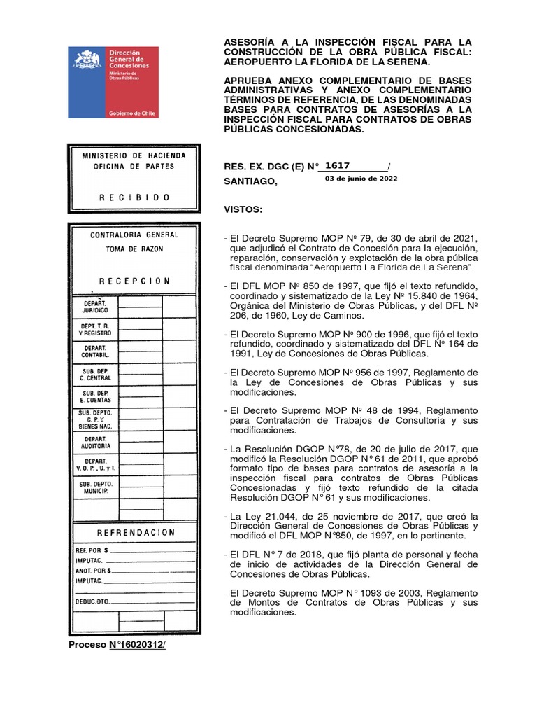 Balis Res. DGC (E) N°1617 Aprueba ACBA PDF Ingeniero