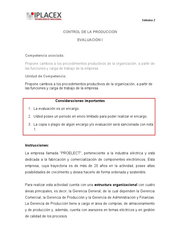 Proceso Productivo en PROELECT: Guía y Evaluación | PDF | Calidad ...