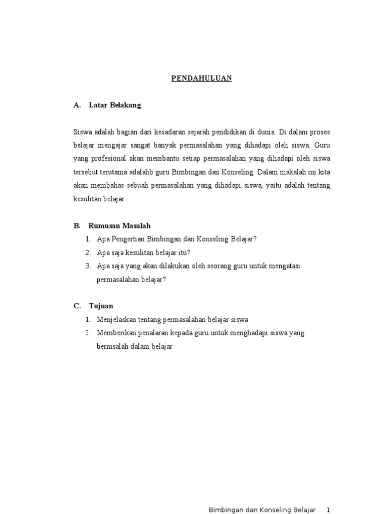Makalah Bimbingan Konseling Belajar
