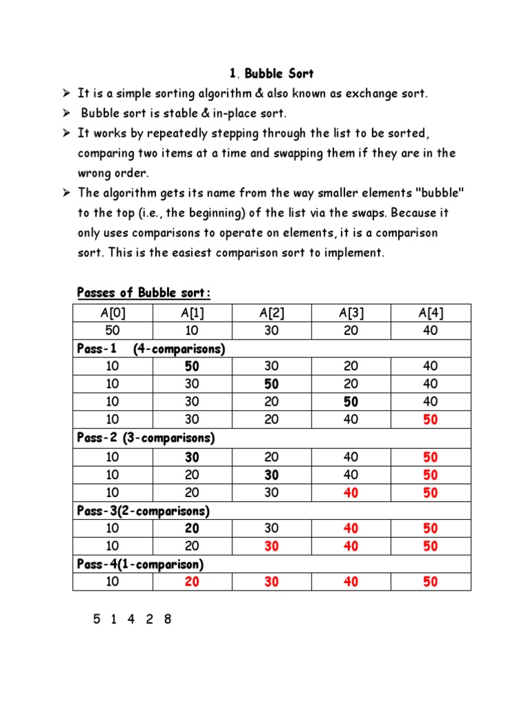 Unit-2 - 2. Bubble, Insertion, Selection Sorting - 2 | PDF | Algorithms ...