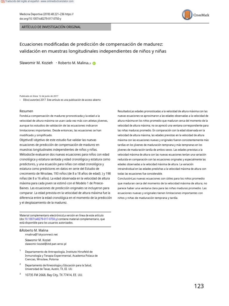 Kozieł - Modified Maturity Offset Prediction (2308) .En - Es | PDF