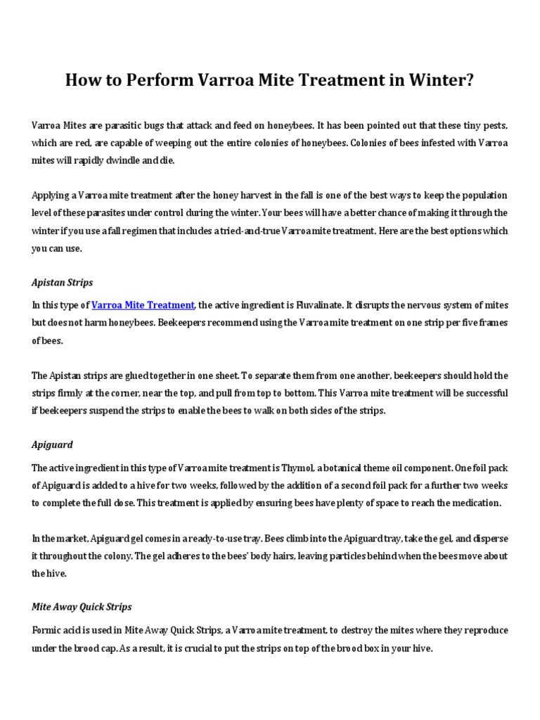 How To Perform Varroa Mite Treatment in Winter? PDF