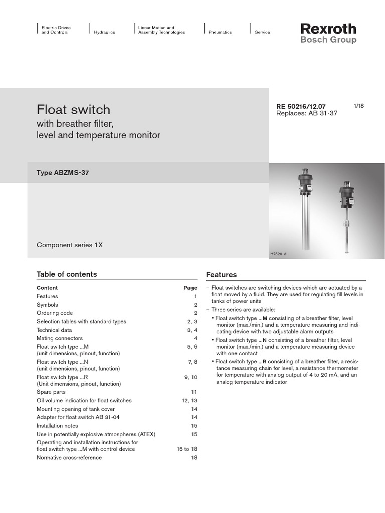 Rexroth ABZMS Specifications | PDF | Switch | Electrical Connector