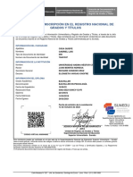 Constancia de Inscripción en El Registro Nacional de Grados y Títulos SUNEDU Gabriel Luis Oxsa Quispe