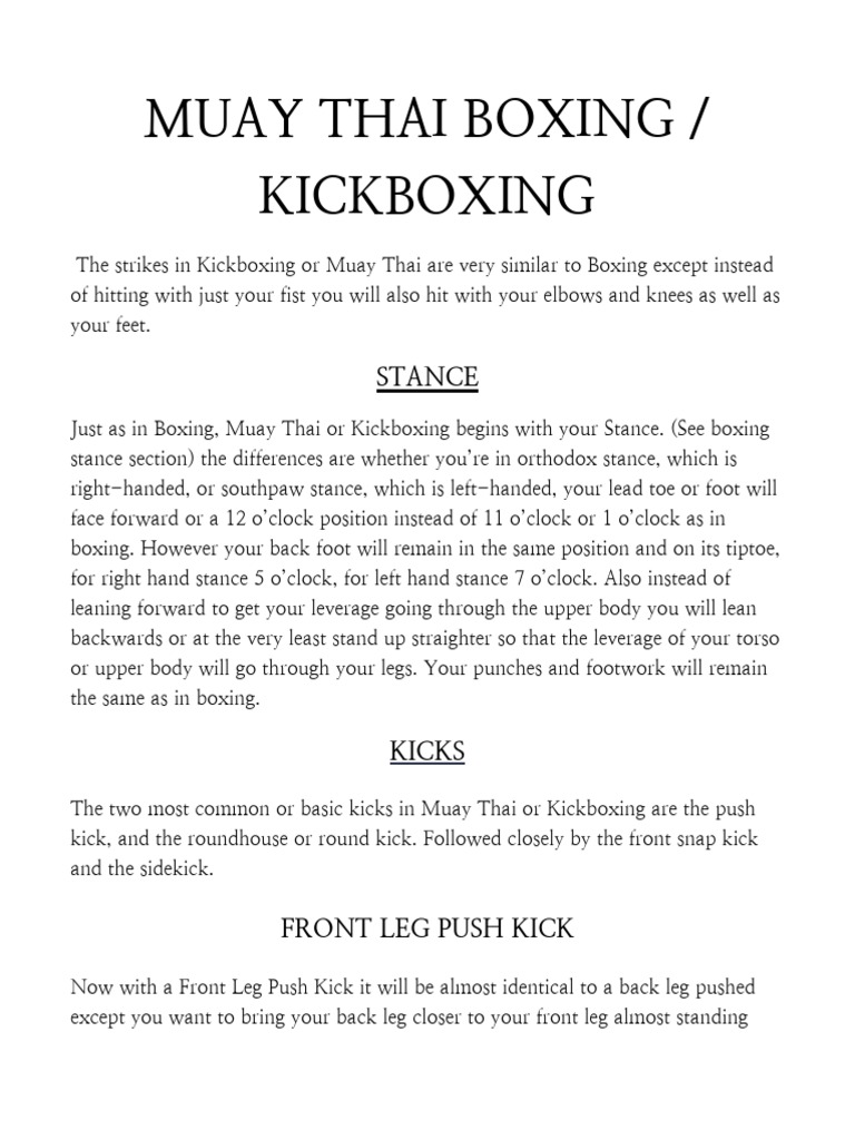 Kickboxing Basics Guide PDF Muay Thai Combat