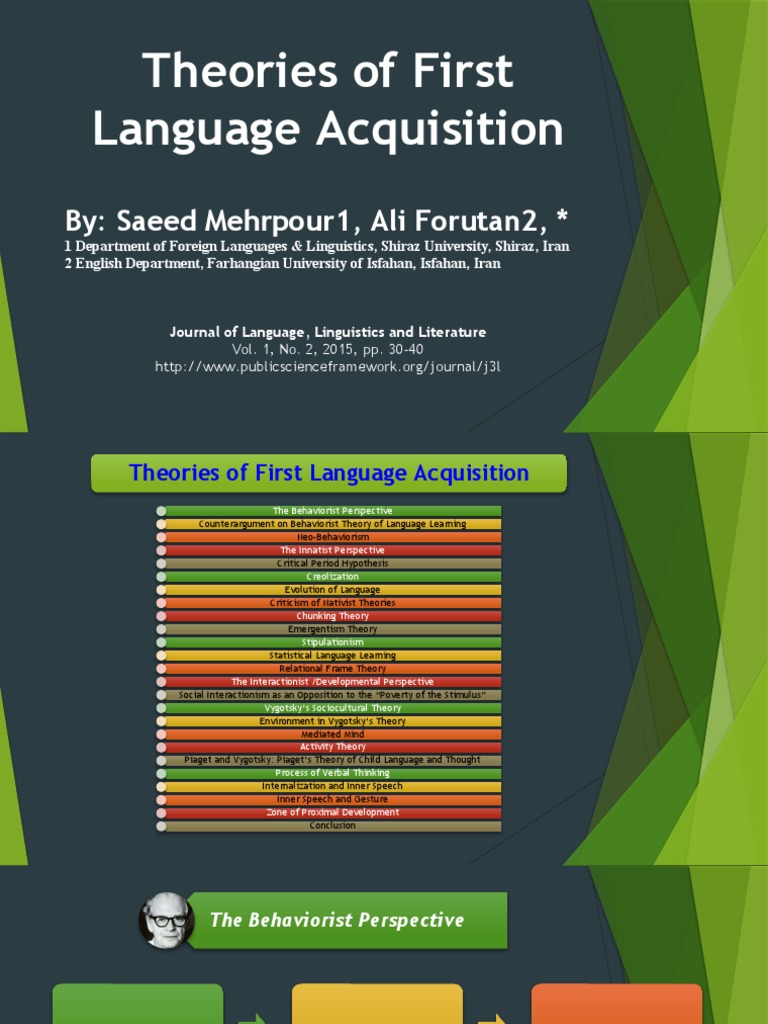 Theories of First Language Acquisition Mehrpour Forutan 2015