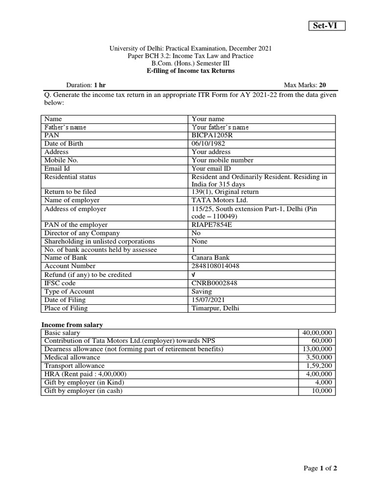 Filing Tax Return for Assessment Year 202122 A Case Study of