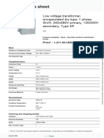 Low voltage transformer specifications and data sheet