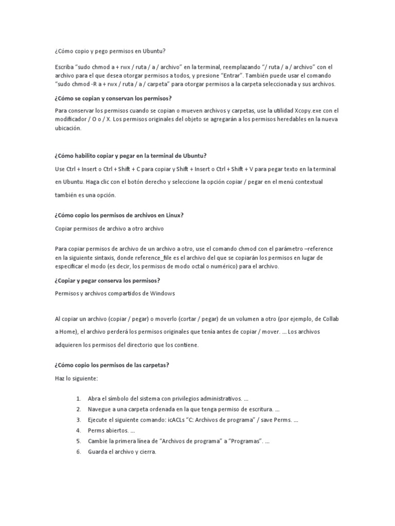 C mo Copio Y Pego Permisos En Ubuntu PDF Archivo De Computadora