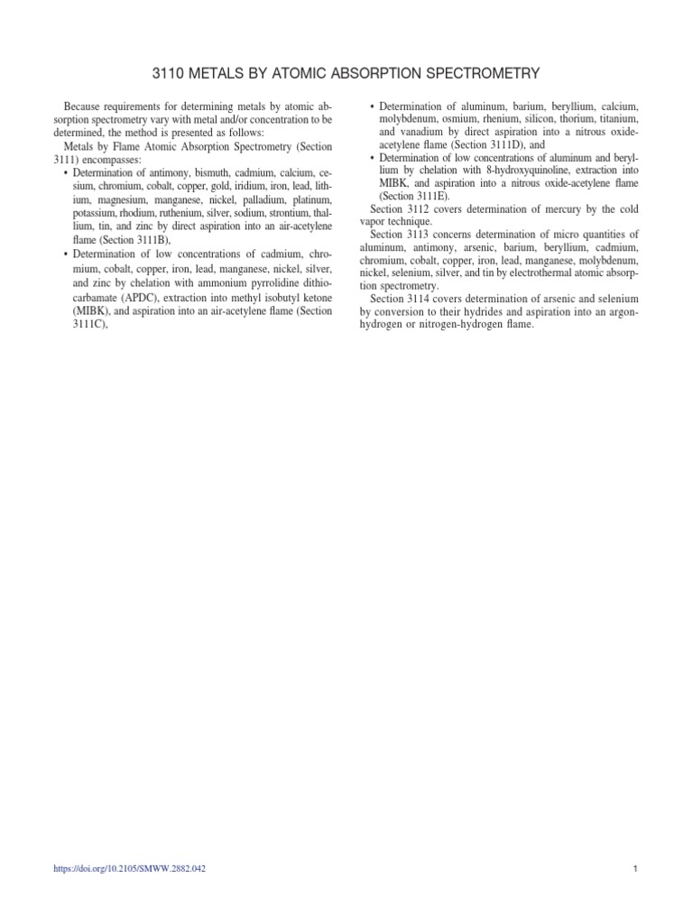 Metals Analysis by Atomic Absorption | PDF | Technology & Engineering